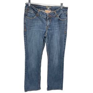 Worn Womens Flare Jeans Denim Stretch 5 Pocket Mid rise Medium Wash Blue Size 10